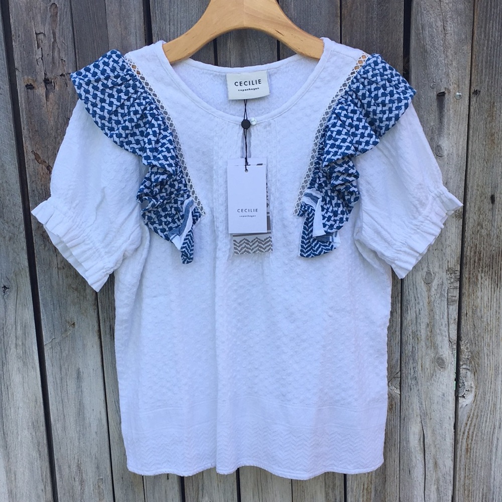 NWT Cecilie Copenhagen Janet Top Cotton White S